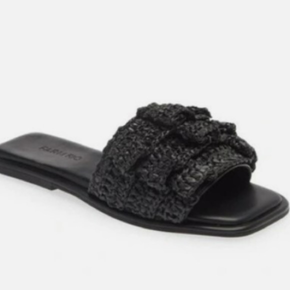 Farm Rio,Ruffle Crochet Slide Sandals,Tri-Layered Weave,w/Farm-Rio Bag, Size 8 - Picture 3 of 7